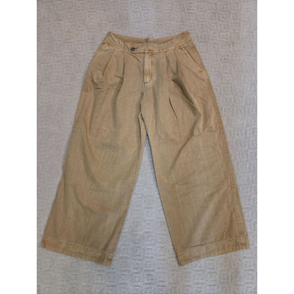 Free People Pants Women Size 8 Camel Light Gold Double Pleated Wide Leg